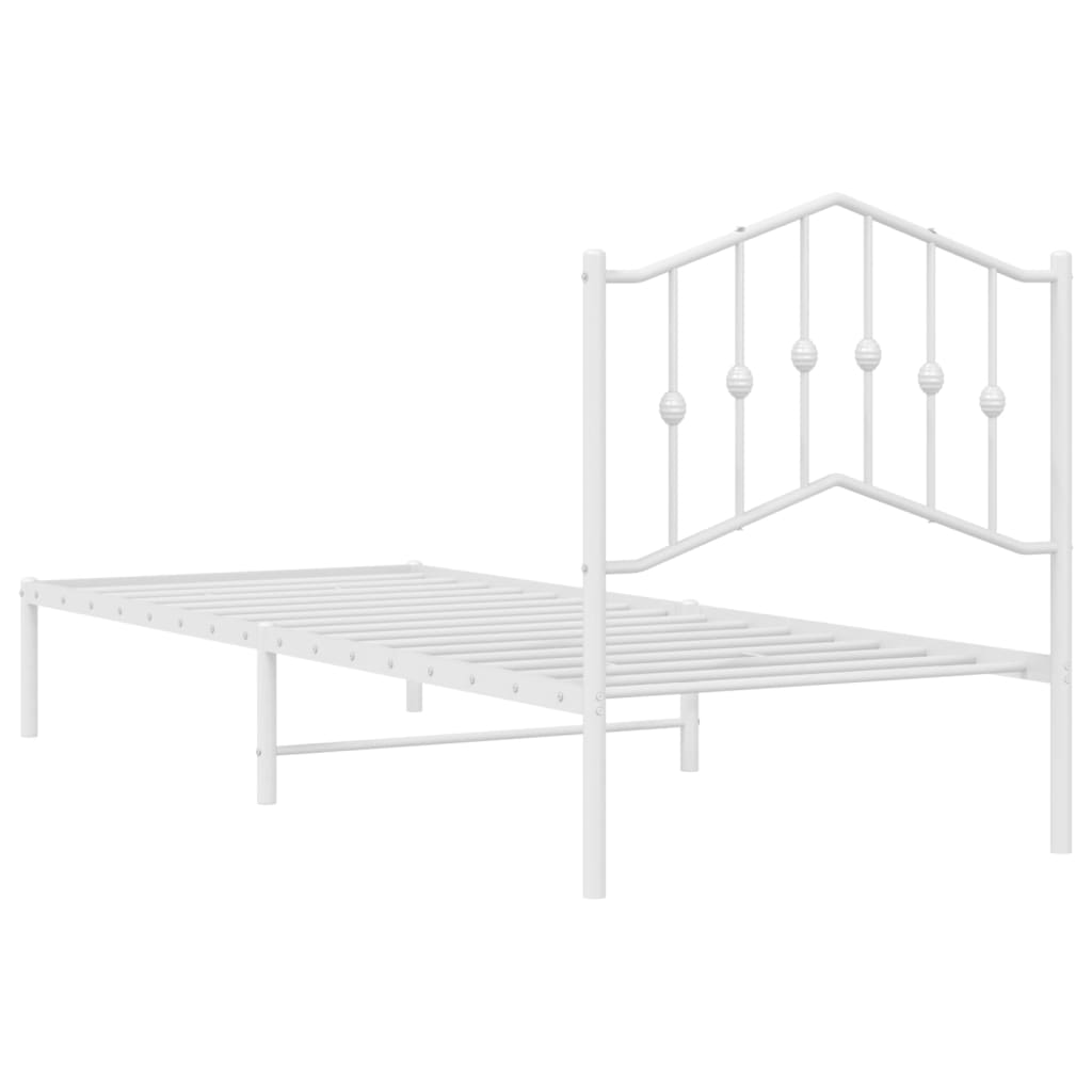 Metal Bed Frame without Mattress with Headboard White 90x190 cm