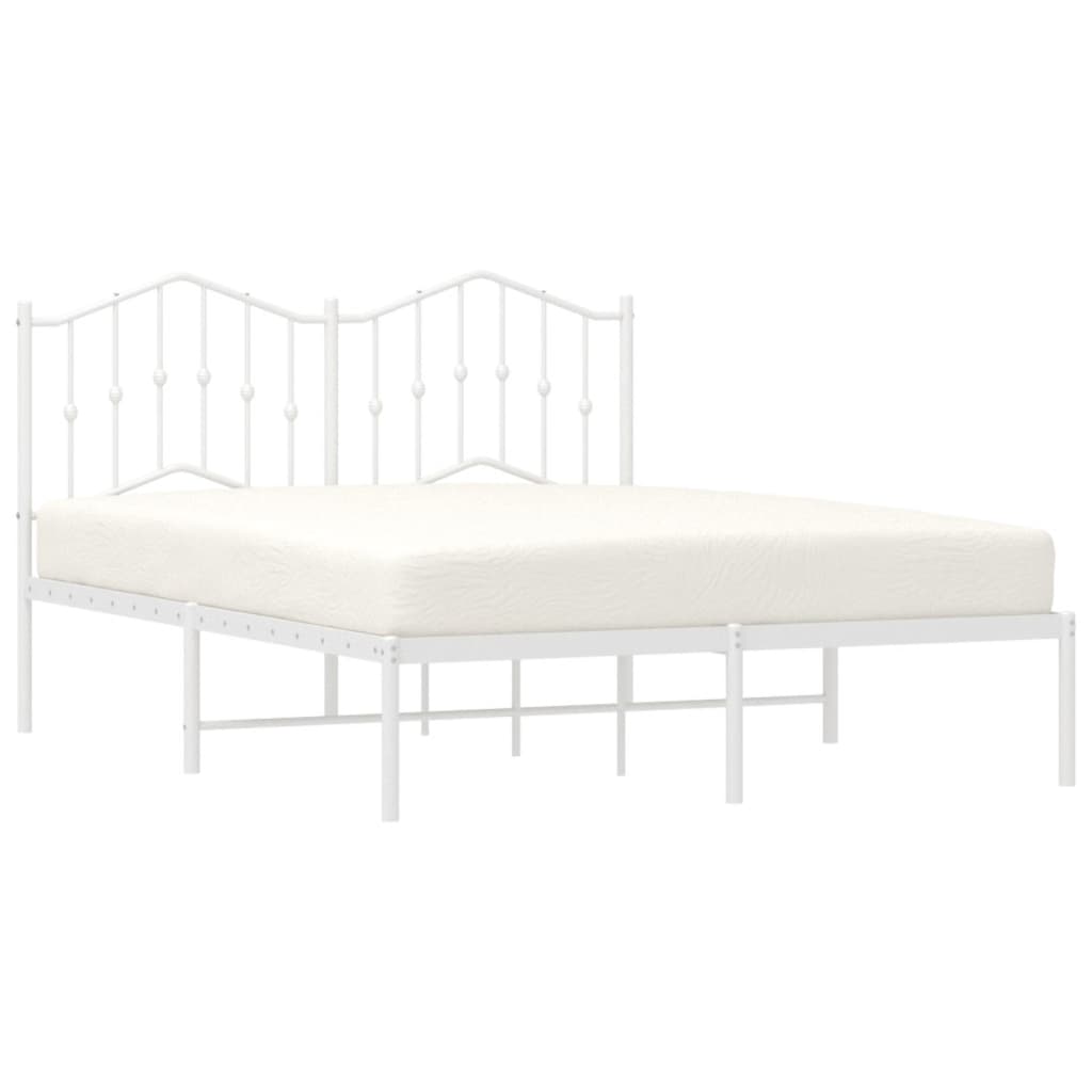 Metal Bed Frame without Mattress with Headboard White 150x200 cm