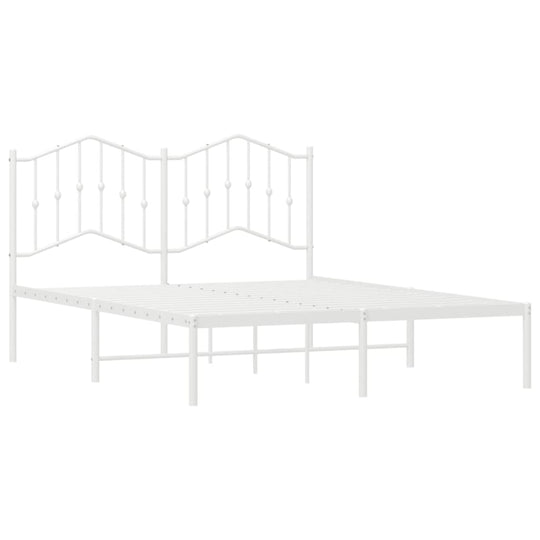 Metal Bed Frame without Mattress with Headboard White 150x200 cm