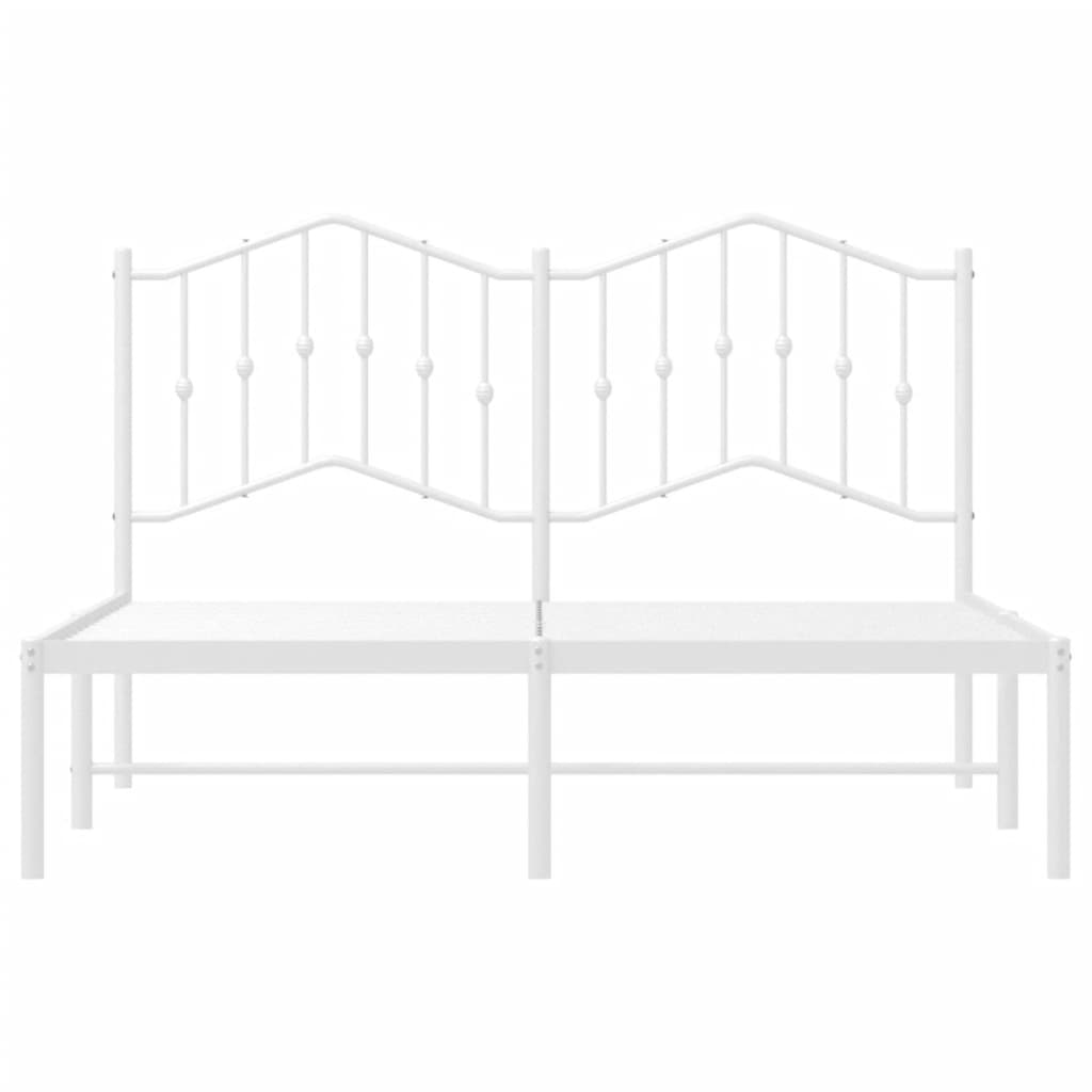 Metal Bed Frame without Mattress with Headboard White 150x200 cm