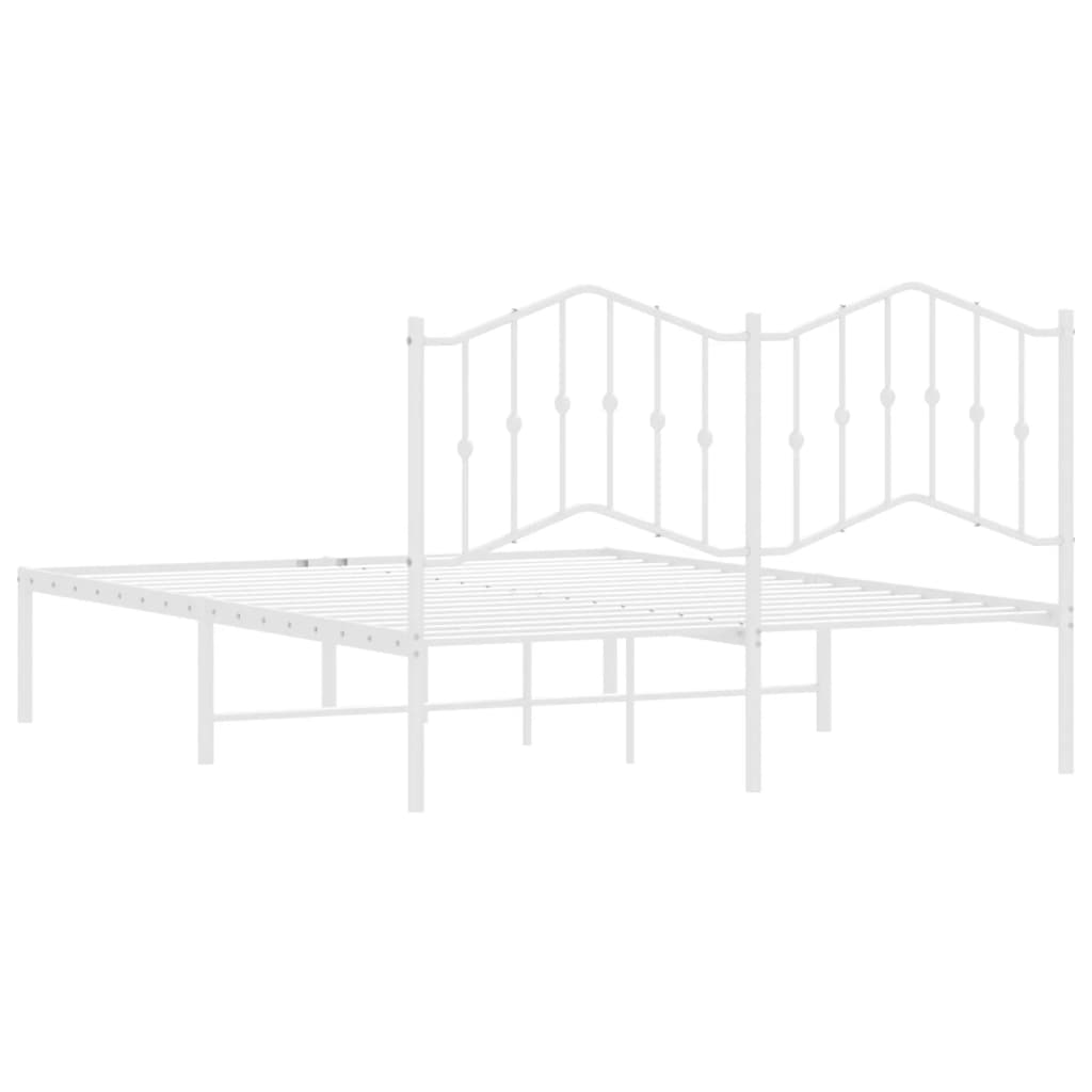 Metal Bed Frame without Mattress with Headboard White 150x200 cm