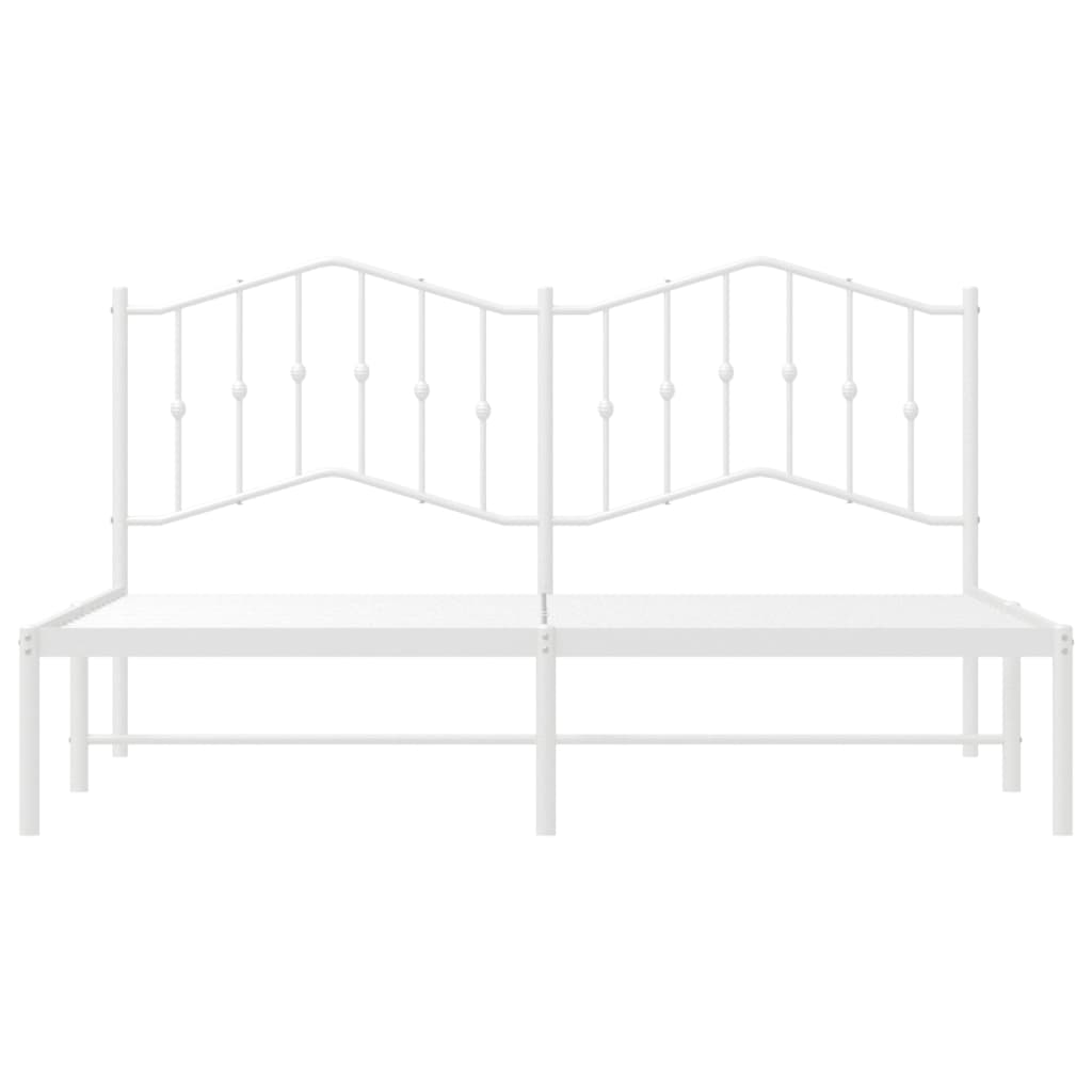 Metal Bed Frame without Mattress with Headboard White 183x203 cm King