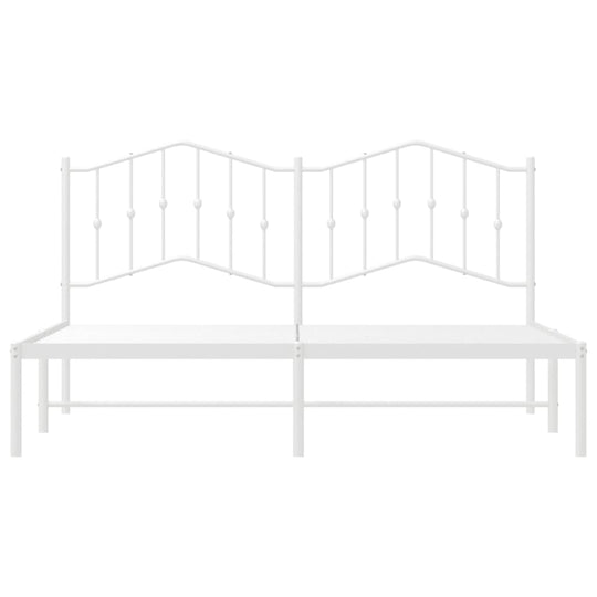 Metal Bed Frame without Mattress with Headboard White 183x203 cm King