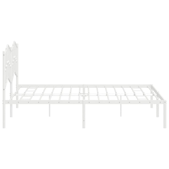 Metal Bed Frame without Mattress with Headboard White 183x203 cm King