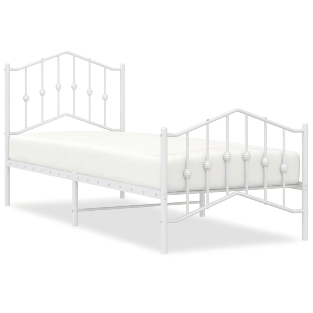 Metal Bed Frame without Mattress with Footboard White 90x190 cm