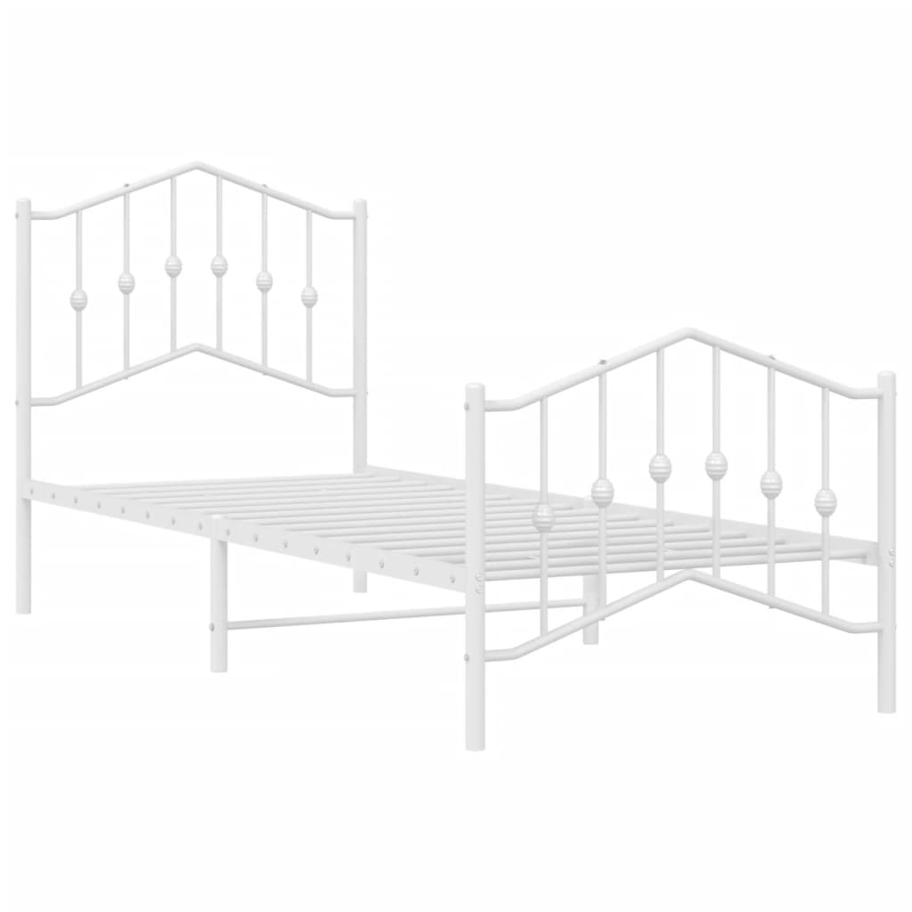 Metal Bed Frame without Mattress with Footboard White 90x190 cm