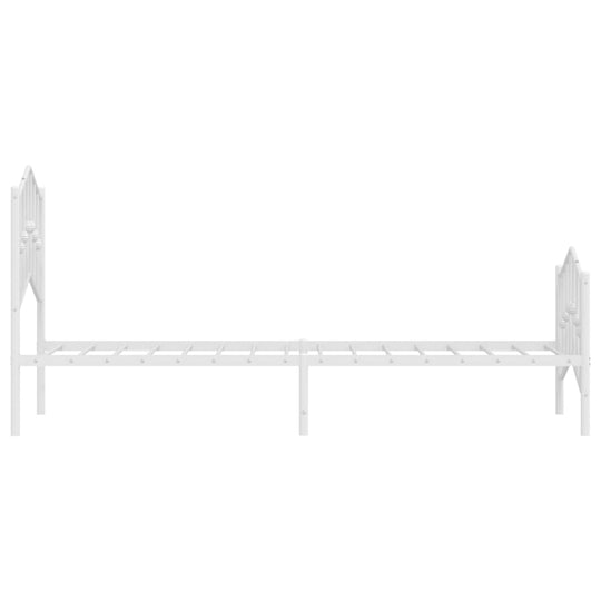 Metal Bed Frame without Mattress with Footboard White 90x190 cm