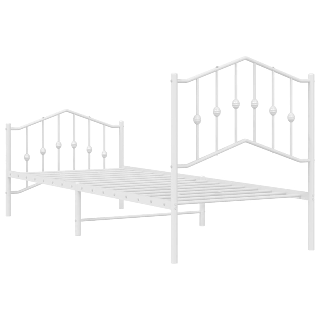 Metal Bed Frame without Mattress with Footboard White 90x190 cm