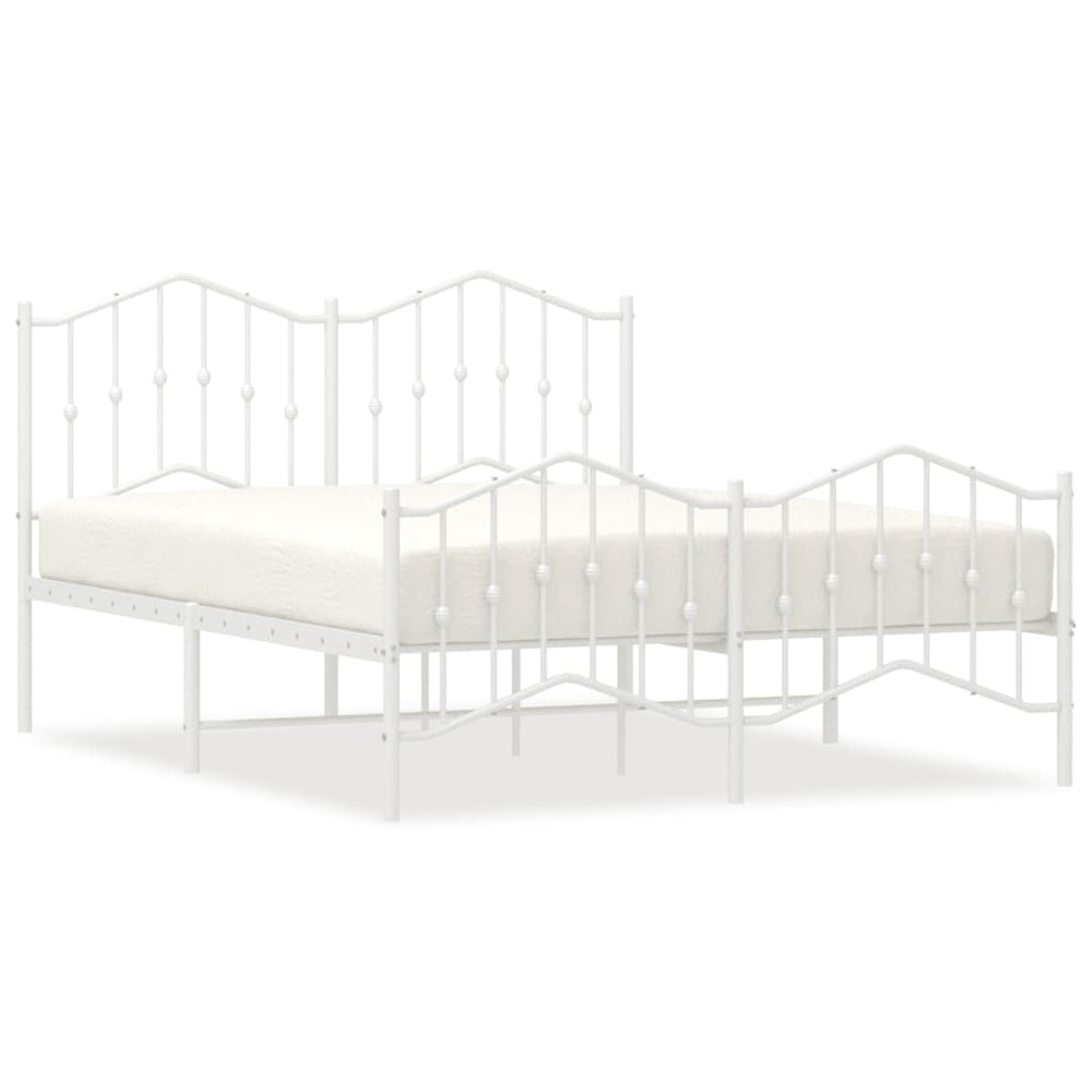 Metal Bed Frame without Mattress with Footboard White 150x200 cm