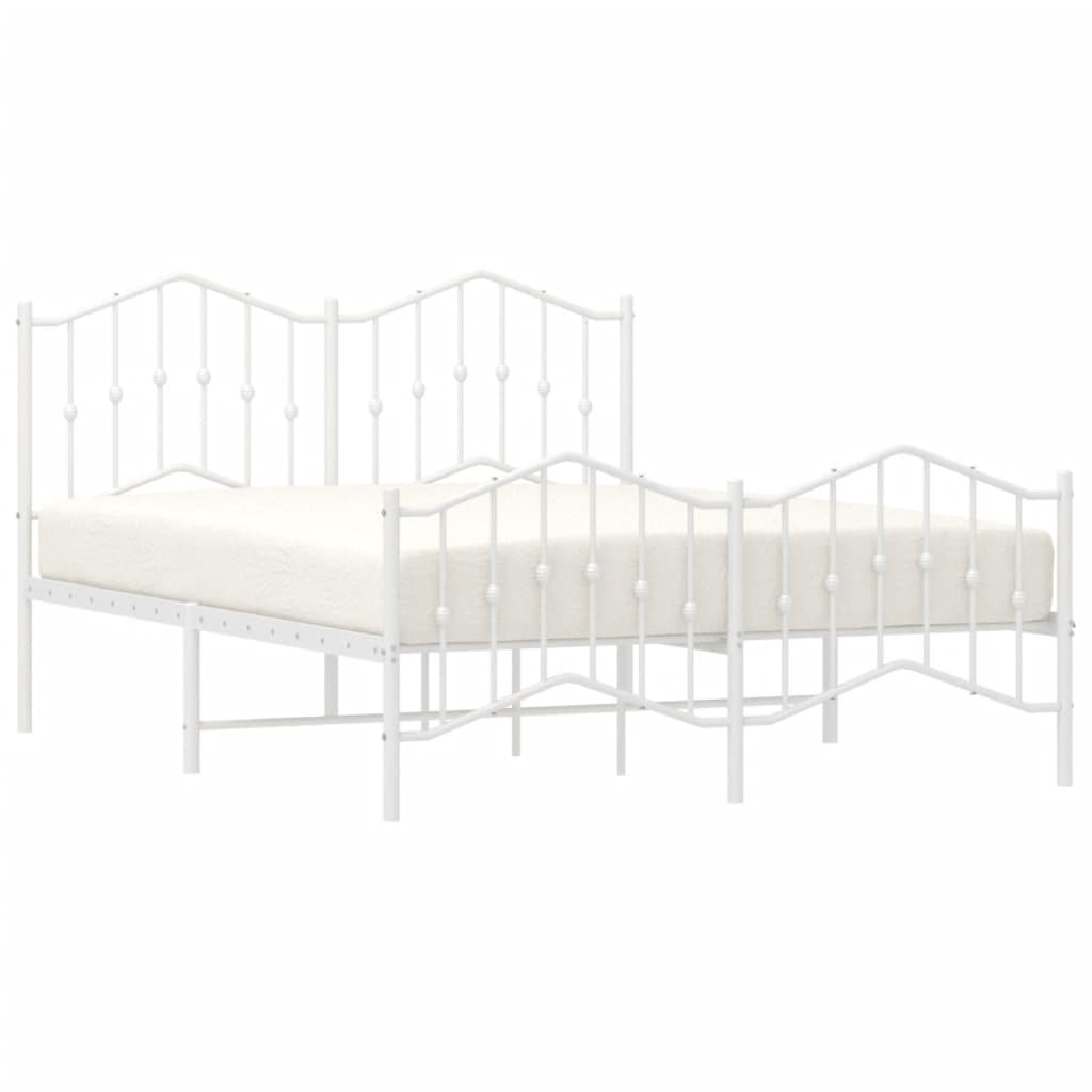 Metal Bed Frame without Mattress with Footboard White 150x200 cm