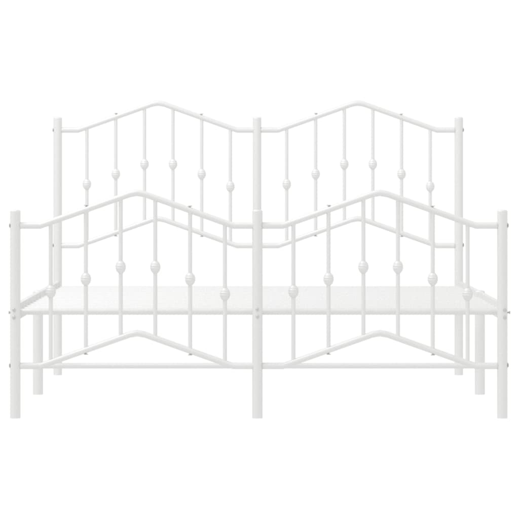 Metal Bed Frame without Mattress with Footboard White 150x200 cm