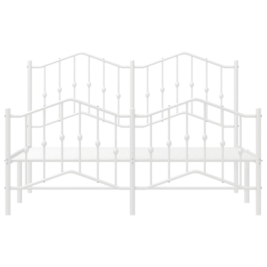 Metal Bed Frame without Mattress with Footboard White 150x200 cm