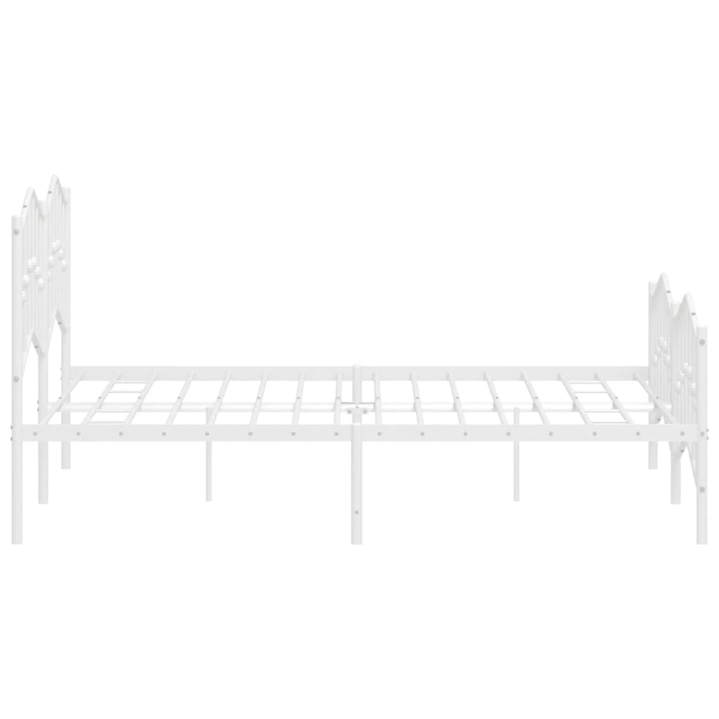 Metal Bed Frame without Mattress with Footboard White 150x200 cm