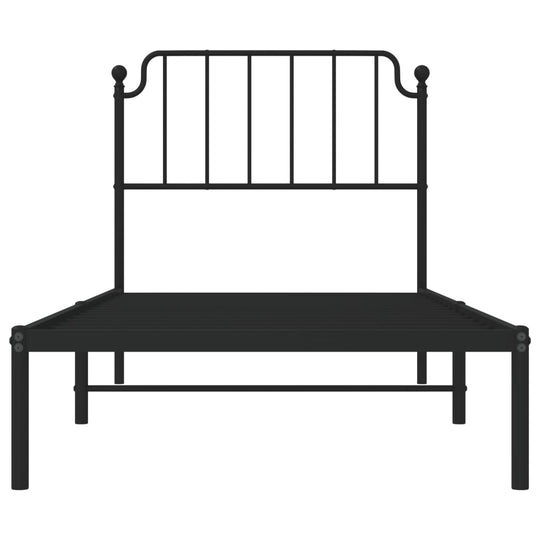 Metal Bed Frame without Mattress with Headboard Black 90x190 cm