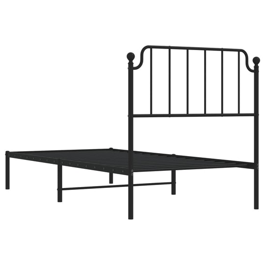 Metal Bed Frame without Mattress with Headboard Black 90x190 cm