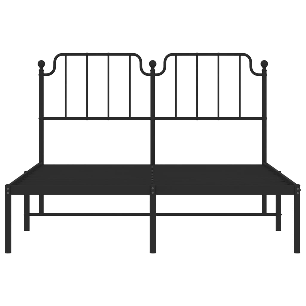 Metal Bed Frame without Mattress with Headboard Black 135x190 cm