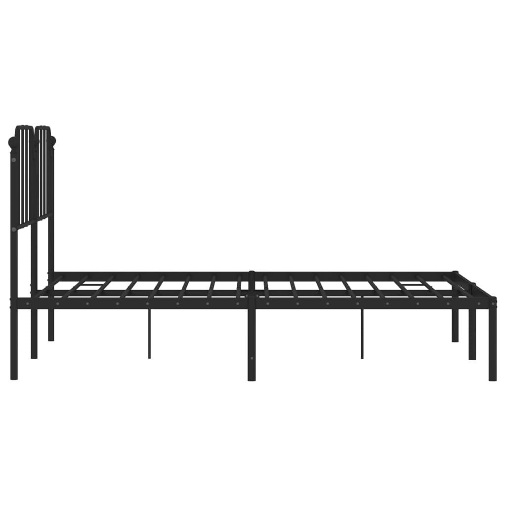 Metal Bed Frame without Mattress with Headboard Black 135x190 cm