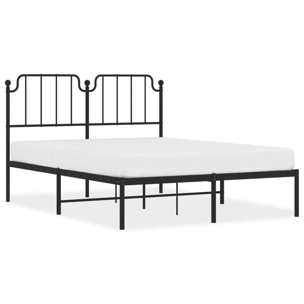 Metal Bed Frame without Mattress with Headboard Black 150x200 cm