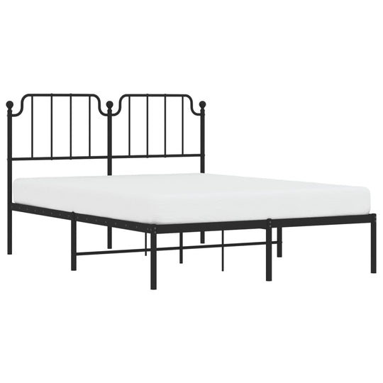 Metal Bed Frame without Mattress with Headboard Black 150x200 cm