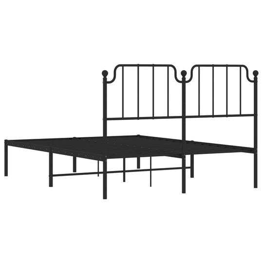 Metal Bed Frame without Mattress with Headboard Black 150x200 cm