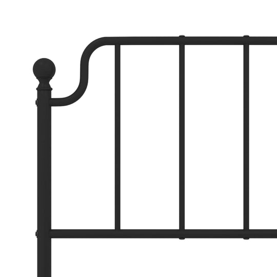 Metal Bed Frame without Mattress with Headboard Black 150x200 cm