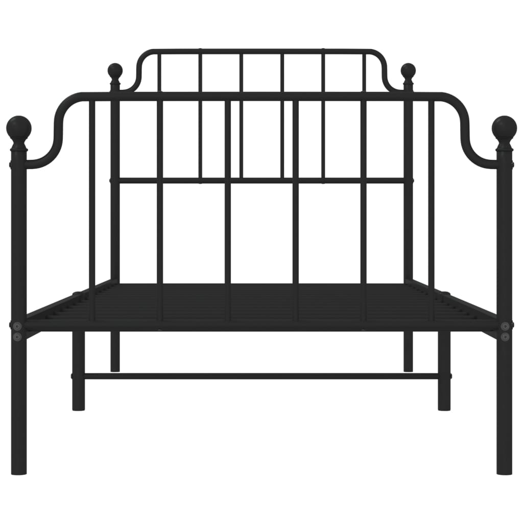 Metal Bed Frame without Mattress with Footboard Black 90x190 cm