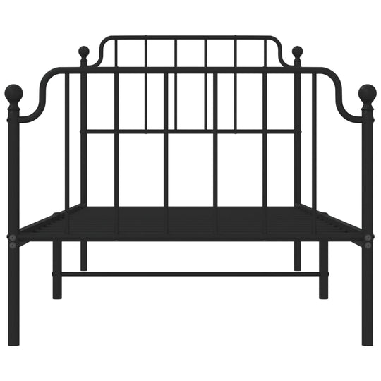 Metal Bed Frame without Mattress with Footboard Black 90x190 cm