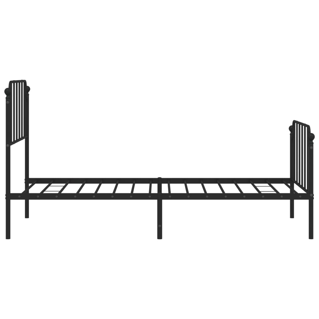 Metal Bed Frame without Mattress with Footboard Black 90x190 cm