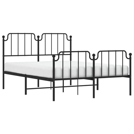 Metal Bed Frame without Mattress with Footboard Black 150x200 cm