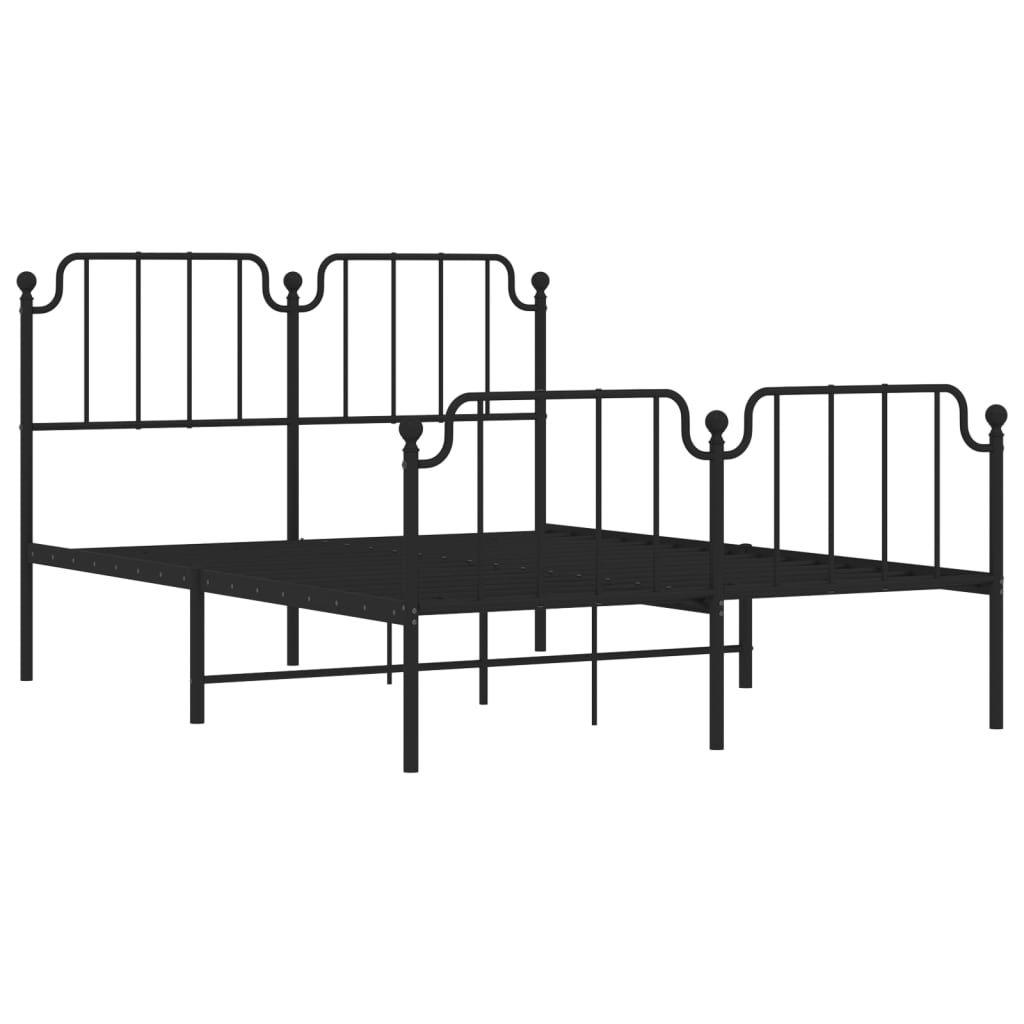 Metal Bed Frame without Mattress with Footboard Black 150x200 cm