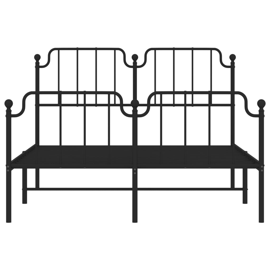 Metal Bed Frame without Mattress with Footboard Black 150x200 cm