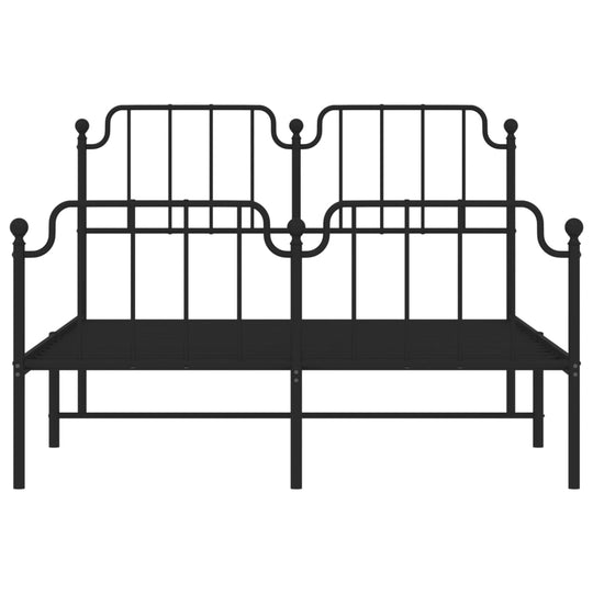 Metal Bed Frame without Mattress with Footboard Black 150x200 cm