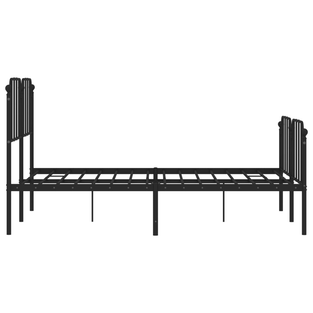 Metal Bed Frame without Mattress with Footboard Black 150x200 cm