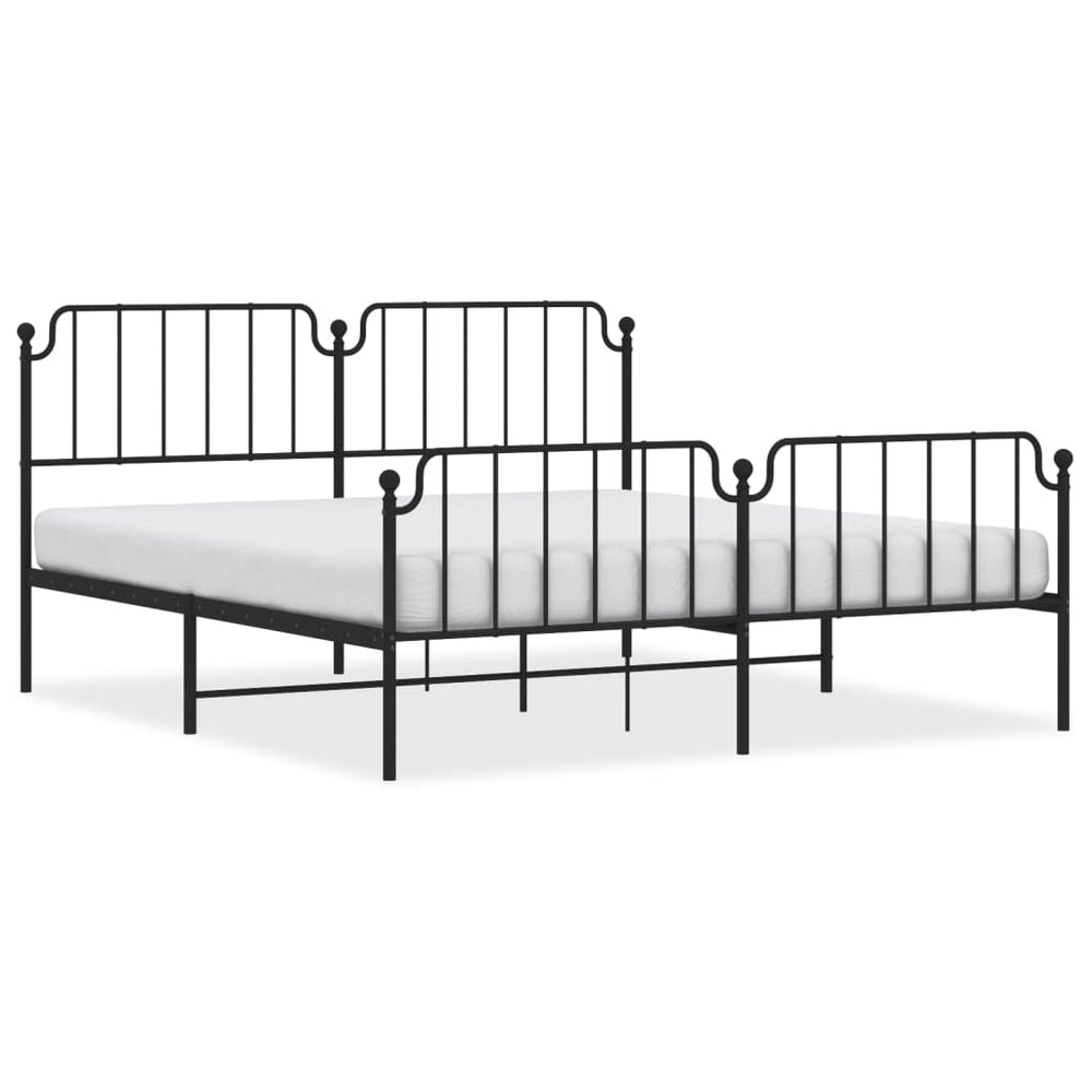 Metal Bed Frame without Mattress with Footboard Black 183x203 cm King