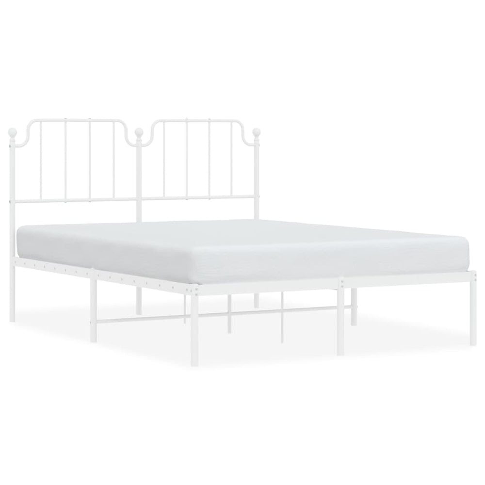 Metal Bed Frame without Mattress with Headboard White 150x200 cm