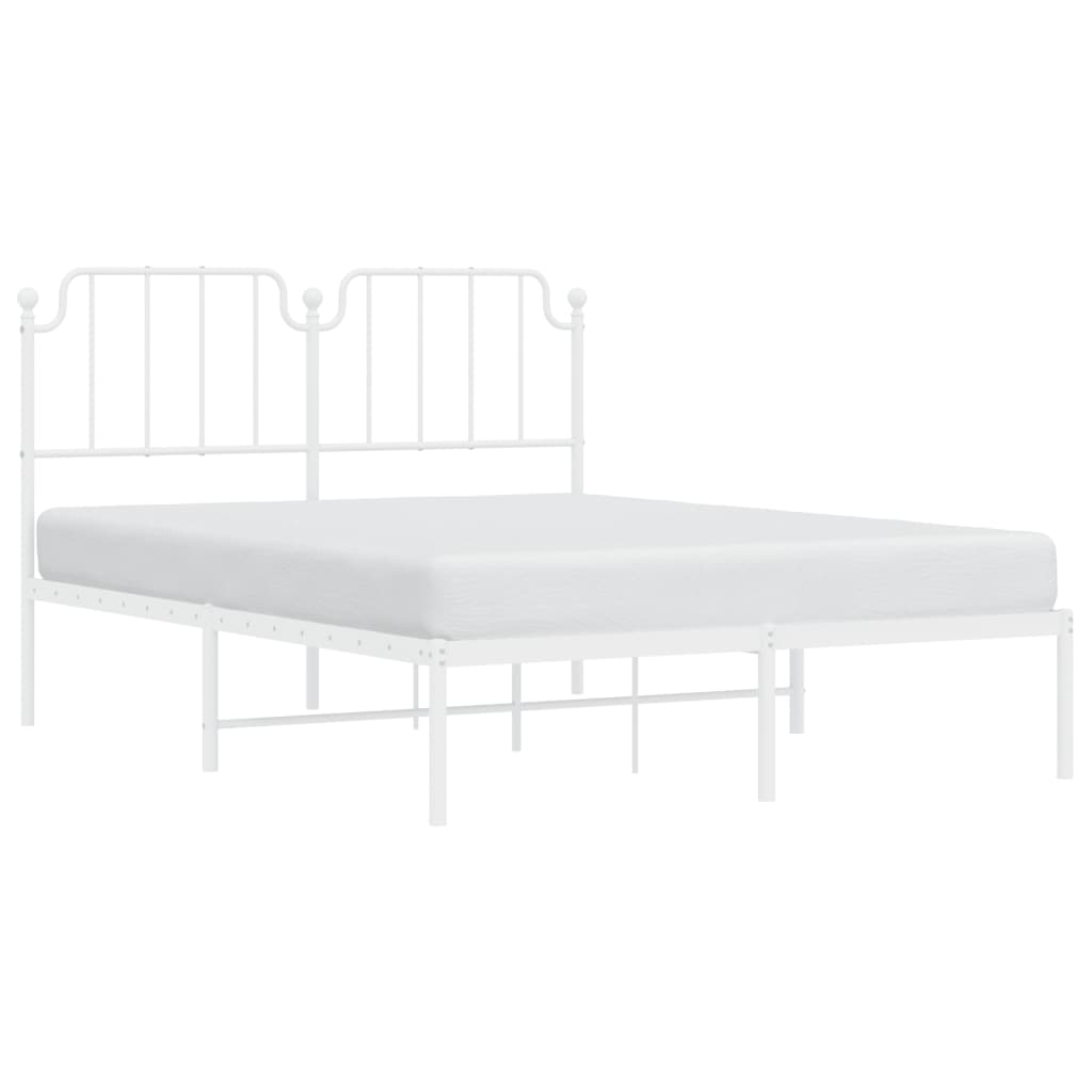 Metal Bed Frame without Mattress with Headboard White 150x200 cm