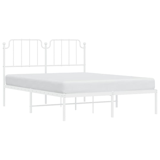 Metal Bed Frame without Mattress with Headboard White 150x200 cm