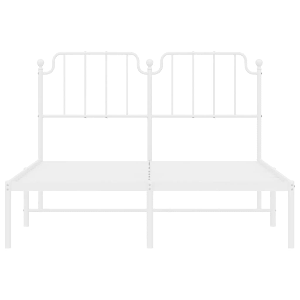 Metal Bed Frame without Mattress with Headboard White 150x200 cm