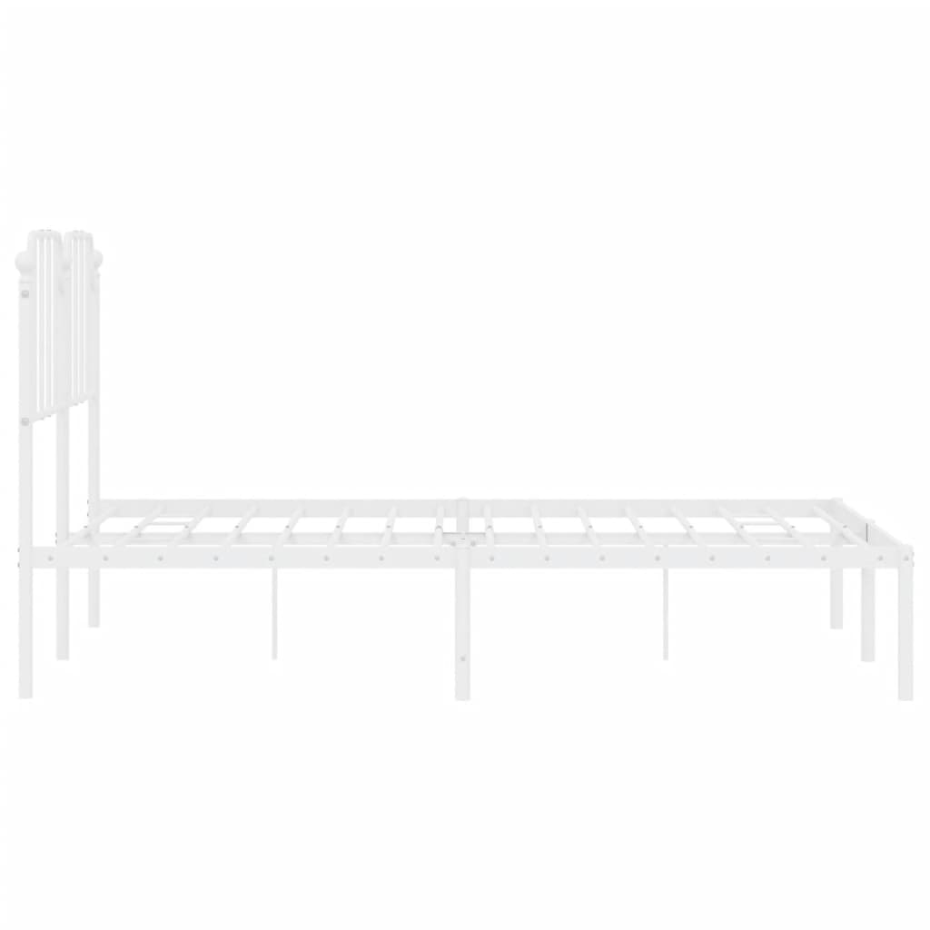 Metal Bed Frame without Mattress with Headboard White 150x200 cm