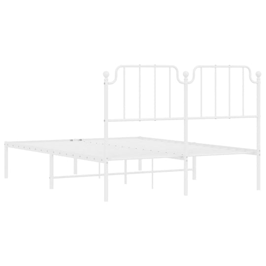 Metal Bed Frame without Mattress with Headboard White 150x200 cm