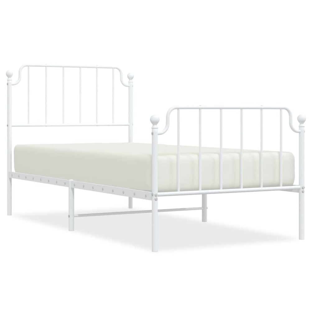 Metal Bed Frame without Mattress with Footboard White 90x190 cm