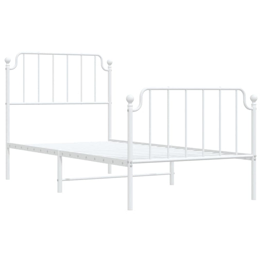 Metal Bed Frame without Mattress with Footboard White 90x190 cm