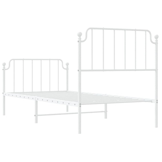 Metal Bed Frame without Mattress with Footboard White 90x190 cm