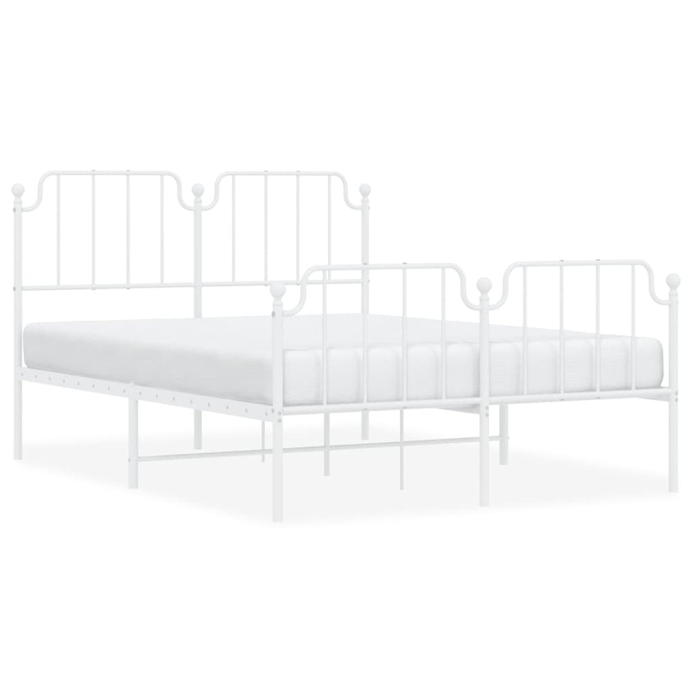 Metal Bed Frame without Mattress with Footboard White 150x200 cm