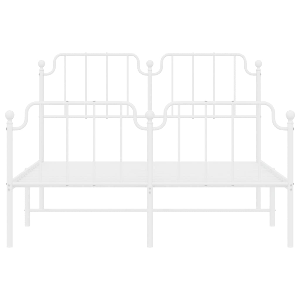 Metal Bed Frame without Mattress with Footboard White 150x200 cm