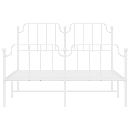 Metal Bed Frame without Mattress with Footboard White 150x200 cm