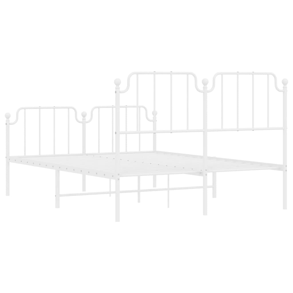 Metal Bed Frame without Mattress with Footboard White 150x200 cm