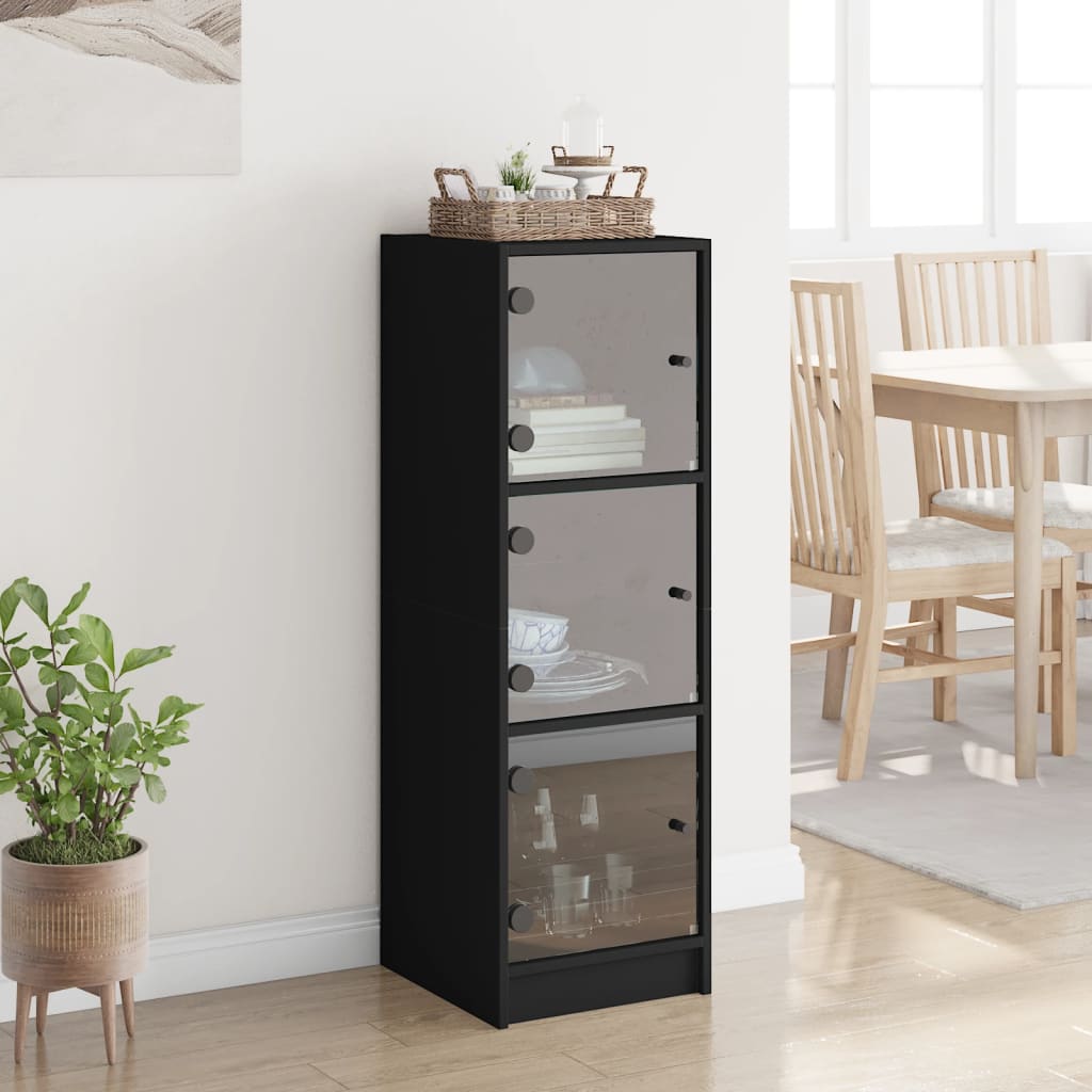 Highboard With Glass Doors 35X37X109 Cm