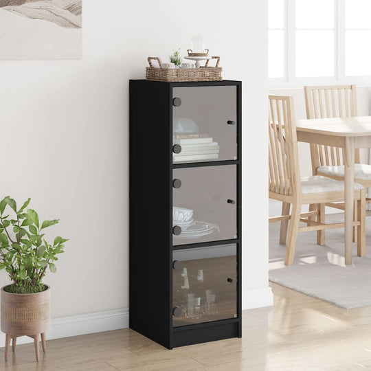 Highboard With Glass Doors 35X37X109 Cm