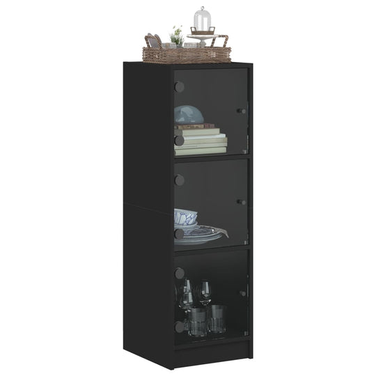 Highboard With Glass Doors 35X37X109 Cm